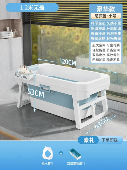Portable Folding Bathtub for Adults hot Bath Spa Plastic Bathtubs Children Swimming pool Bucket Sauna Lid Cover House Bath Tub