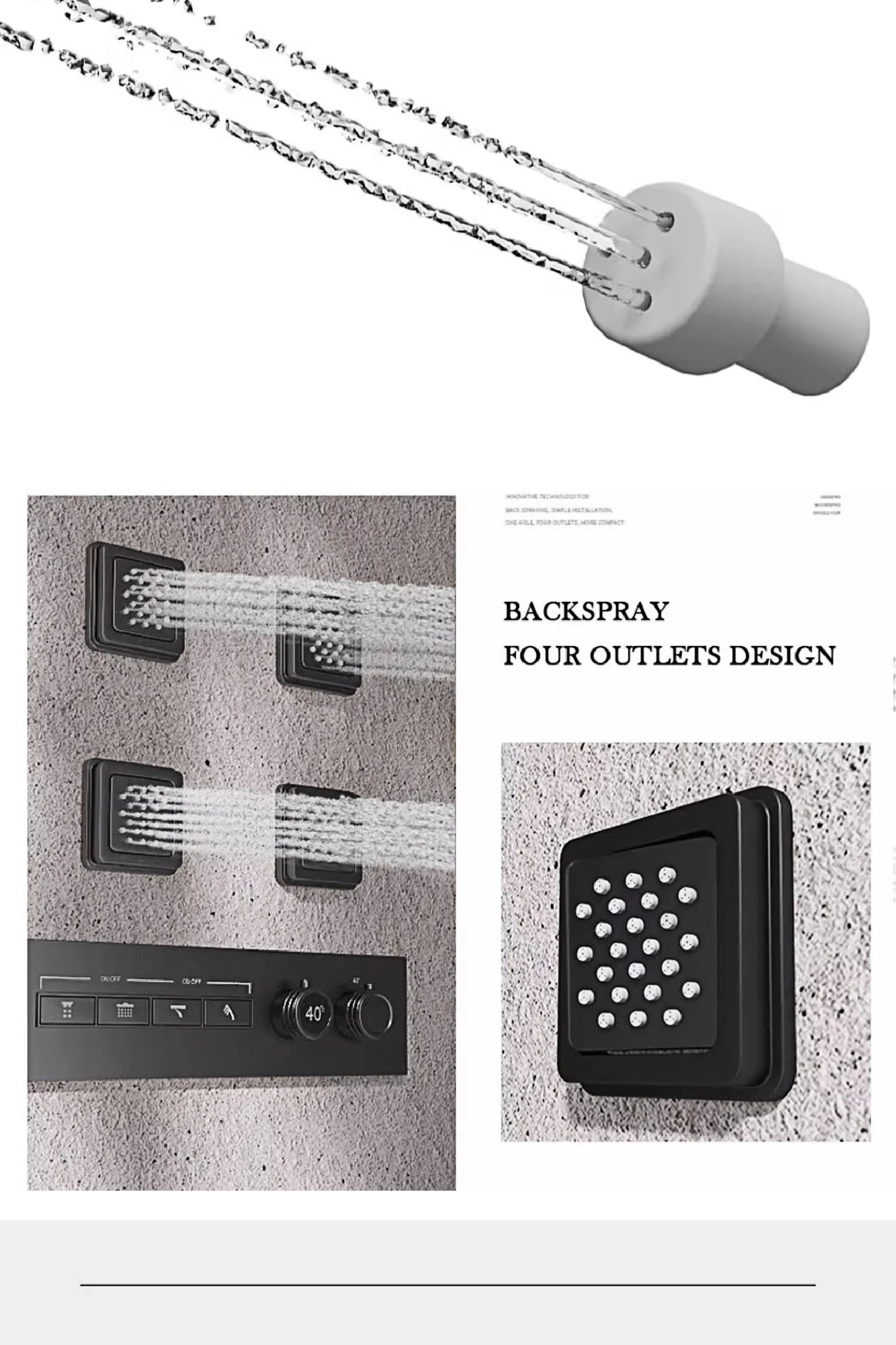 Luxury gun gray brass shower system with ceiling design Hidden LED digital display Dual control of Hot & Cold  bathroom Faucet