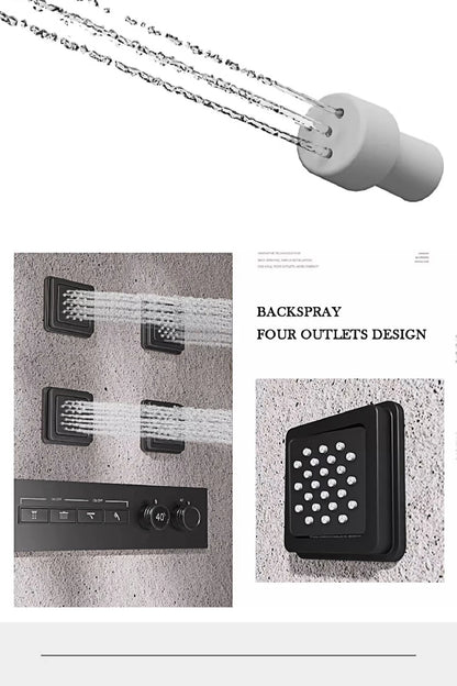 Luxury gun gray brass shower system with ceiling design Hidden LED digital display Dual control of Hot & Cold  bathroom Faucet