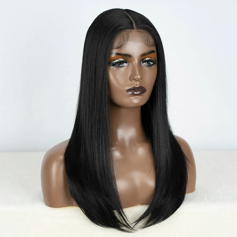 Synthetic Lace Front Wigs Long Bob Straight Wig Brown Blonde Black Color 22" Hair For Women Lace Wig Heat Resistant Cosplay Wigs