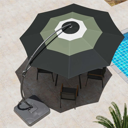 Outdoor Patio Umbrella with Base included, 11 FT Deluxe Curvy Cantilever Umbrella Heavy Duty Offset Hanging, Customized