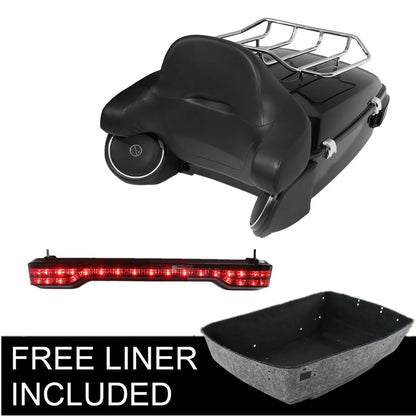 Motorcycle King Trunk Rack Light Speaker Pad For Harley Touring Trunk Road King Glide 2014-2025