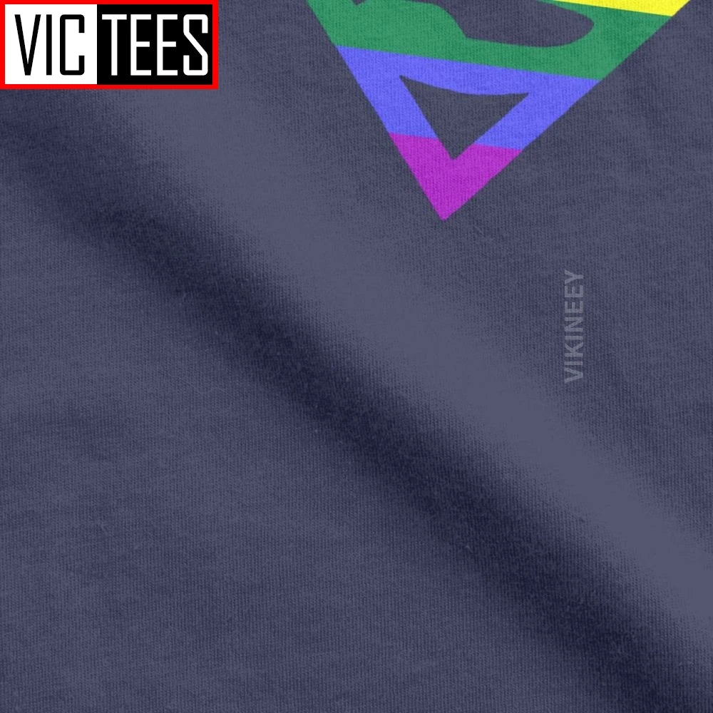 Cool Super Queer T-Shirt Men Round Neck Cotton T Shirt Rainbow Gay Lesbian Pride LGBTQ LGBT Oversized Clothes