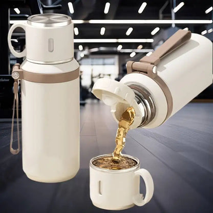 600ml Stainless Steel Coffee Cup Travel Thermal Mug Leak-Proof Thermos Bottle Tea Coffee Mug Office Business Style Thermos