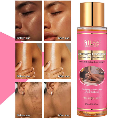 AILKE Organic Carotene Serum Brightening Body Oil, Smooth Skin, Moisturizing, With Vitamin E, Rose Essential Oil, 250ml/ 8.8 oz
