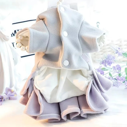 New Autumn Winter Outfit Pet Dog Clothes Woolen Teddy Bear Pet Coat Dog Dresses Tutu Skirt Cat Princess Skirt for Small Dogs