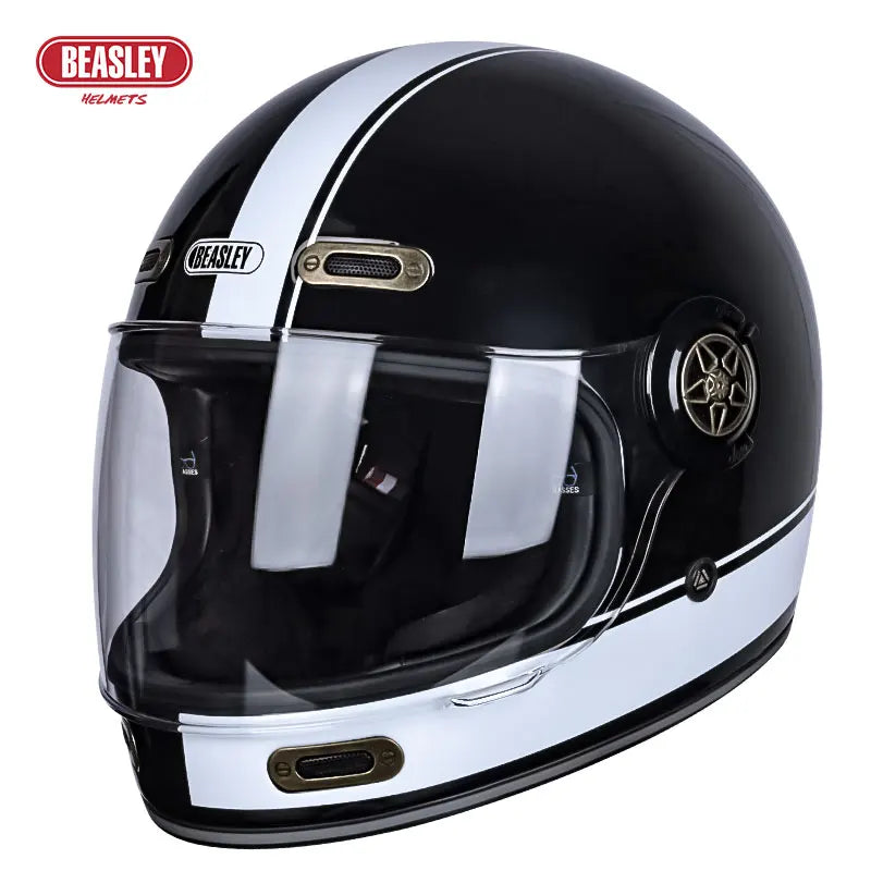 BEASLEY Retro Helmet Men's Women's Cruise Motorcycle Fiberglass Full Helmet Carbon Fiber Motorcycle Helmet DOT Certification