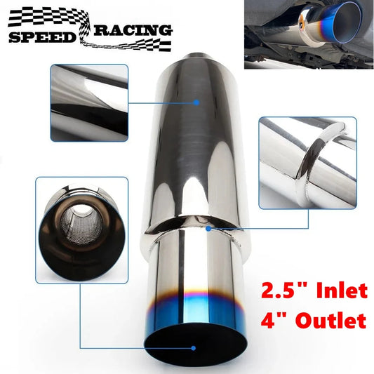 Auto Exhaust Muffler 2.5" Inlet 4" Outlet Stainless Steel Exhaust Tip Burnt Type Silencer Tail Pipe For Universal