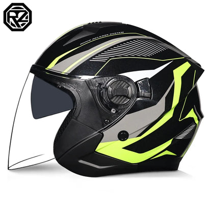 ORZ Motorcycle Helmet Half Face Double Lens Moto Four Seasons Men Women Street Fashion Helmet Capacete De Moto Safety