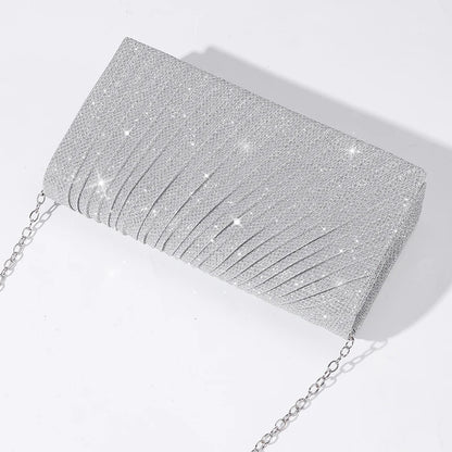 Women's Evening Shoulder Bag Bridal Clutch Party Prom Wedding Envelope Handbag Glitter Shiny Purses Sling Dating Dressy Bag