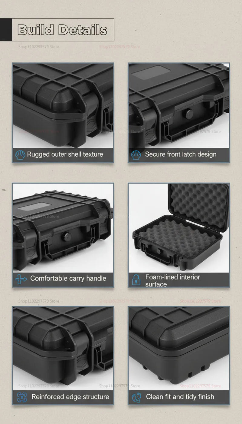 Portable Hard Tool Box With Pre-Cut Foam Storage Box, Shockproof, Pressure Reducing, Dustproof, Suitable For Home/Outdoor Use.