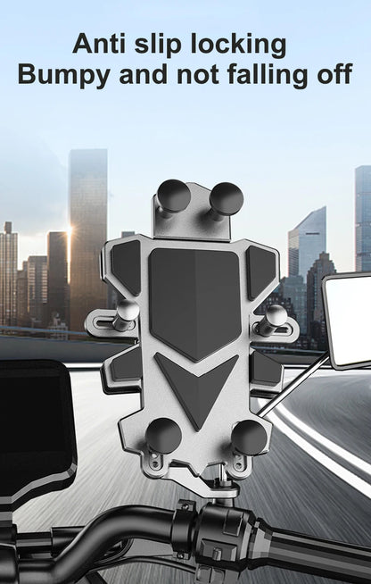 Alloy Shock-Absorbing Phone Holder for Motorcycle Bicycle Universal 360 Rotation Adjustment Mobile Phone Navigation Bracket