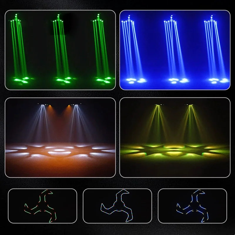Shuriken Moving Head DJ Lights Rotating 120W RGBW 4 in 1 DJ Equipment Stage Light Strobe for DJ Disco Party Event Stage Effect