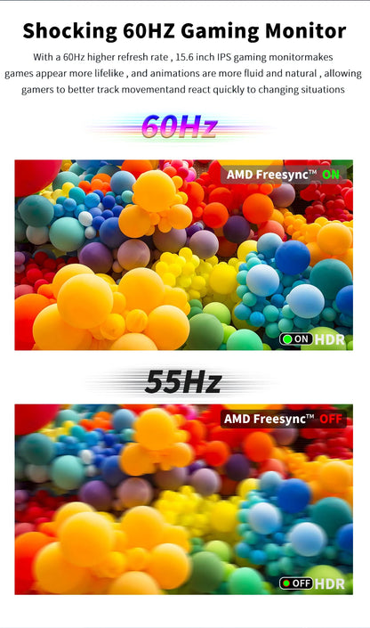 HGFRTEE 15.6 Inch Portable Monitor, FHD-IPS Laptop External Second Screen, Gaming Extended Display with Type-C HDMI