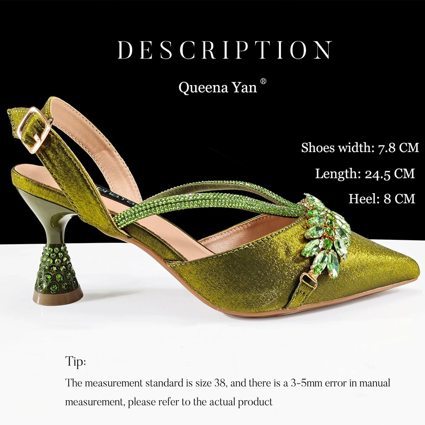 QueenaYan 2026 New Shiny Italian Fashion Pointed Toe Women Heel Fashion Rhinestone Decoration Pink Color Shoes And Bag Set