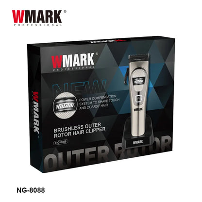 WMARKNG- 8088 external rotor brushless hair clipper with 7200 rpm high speed, 440C precision steel blade, oil head with gradual