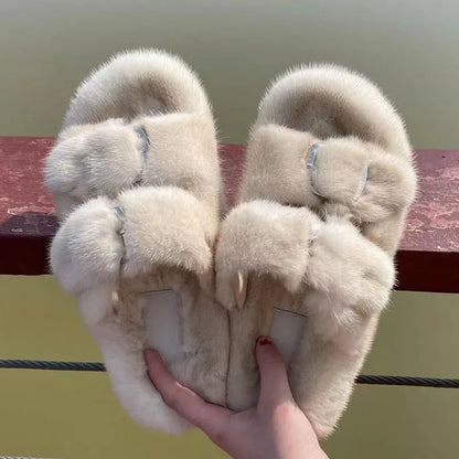 Luxury Designer Slipper Women 2025 Winter European Fashion Women's Shoes Ladies Slippers 100% Mink Slippers Shoes for Woman