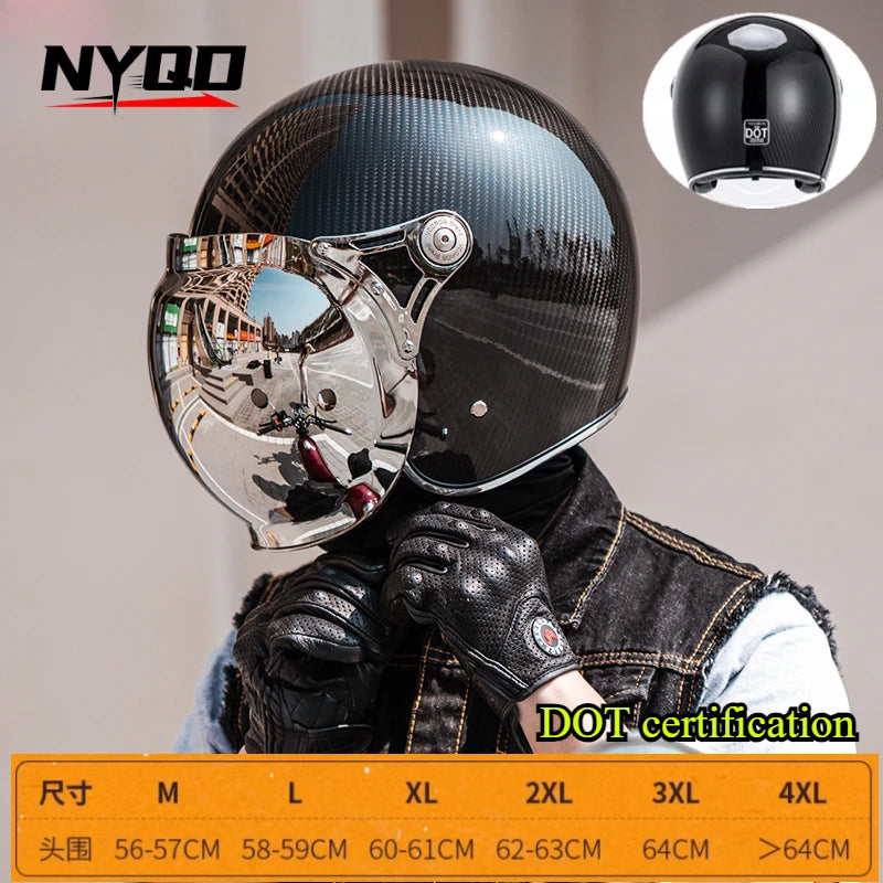 VCOROS Carbon fiber Retro Motorcycle Helmet Half Open face helmet fiberglass Cascos para motos DOT Certification