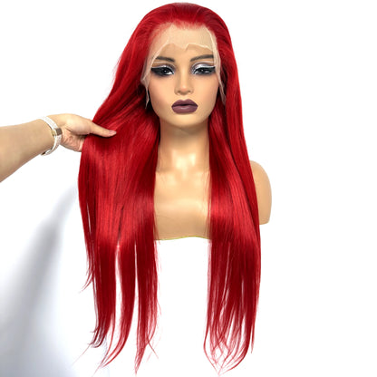 13x4 Lace Frontal Pink Straight Human Hair Wig 26 28inch 250 Density Pre Plucked Red Hair Wig Grey Lace Front Wigs for Women