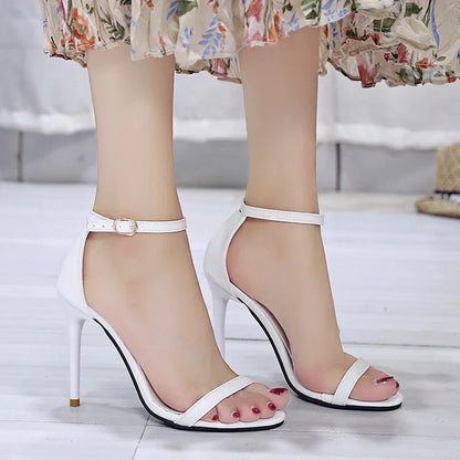 New Sexy Elegant Banquet Party High Heels Summer Solid Color Simple Fashion Buckle Comfortable Casual Sandals for Women