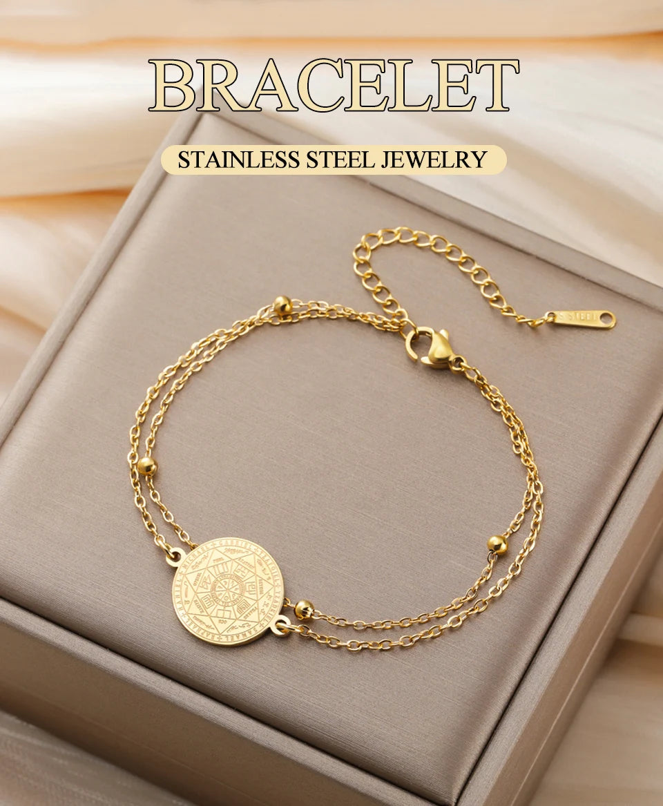 Dawapara Seven Archangels Seal Bracelet Solomon Protection Blessing Amulet Stainless Steel Religious Jewelry