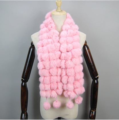 Women Winter Warm Real Rabbit Fur Scarf Hot Sale Natural Rabbit Fur Muffler 2025 Lady 100% Genuine Fur Scarves Wholesale Retail