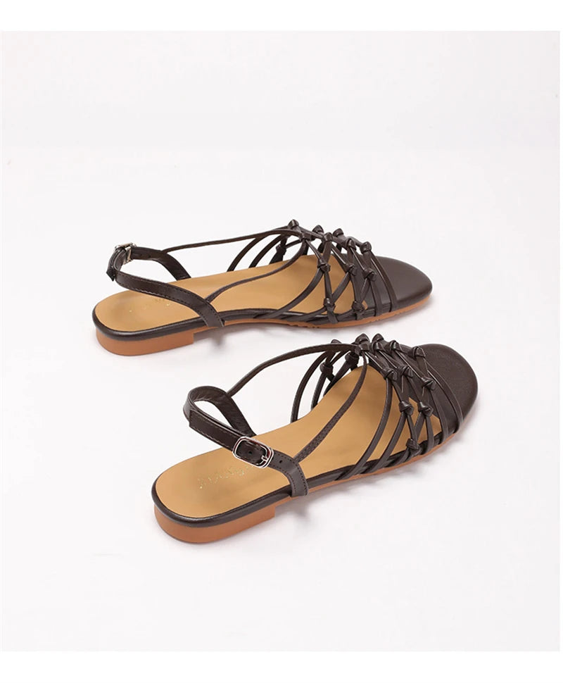 ZAROY Luxury Gold Gladiator Flat Sandals Woman Summer Narrow Band Open Toe Roman Shoes Casual Strap Sandalia Zapatos босон
