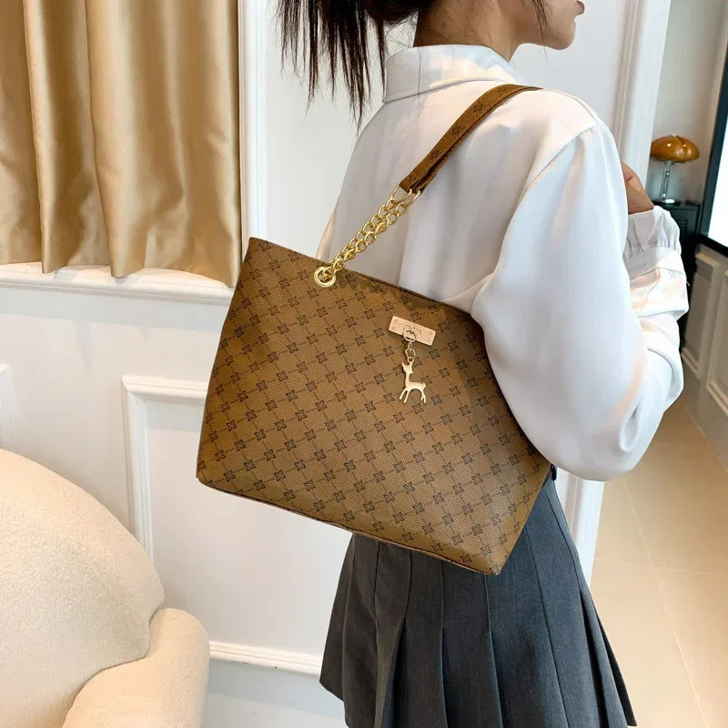 Summer High Quality PU Leather Fashion Large-capacity Shoulder Armpit Women's Bag Work Student Travel Female Retro Handbag Tote