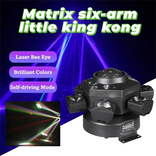 120W Moving Head DJ Lights 6 Arms Party Light RGBW LED Stage Lighting DMX512 Disco Ball Matrix For Hall Party Disco KTV Dance