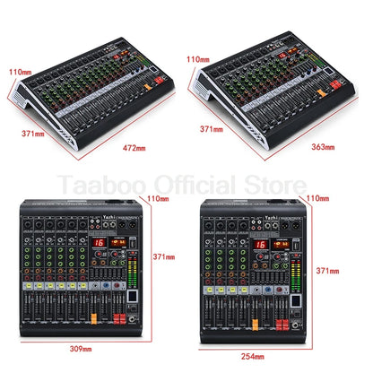4/6/8/12 Channel Audio Mixer 5.0 Bluetooth 48V Phantom Power DSP Mixing Console 7 Band EQ Sound Box XLR/USB/TRS For Karaoke DJ