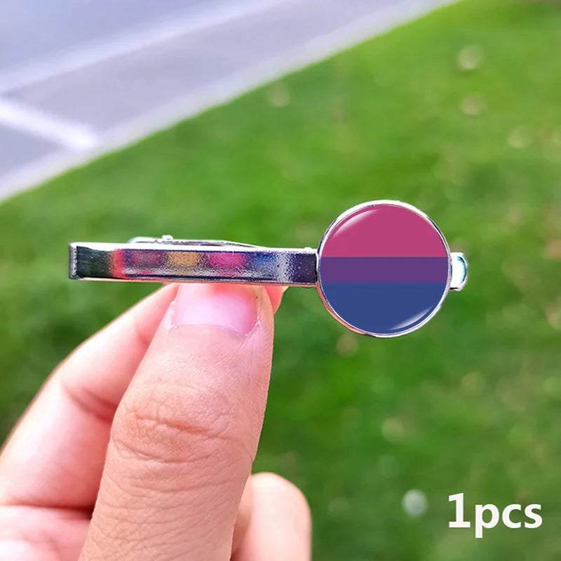 Lesbian Gay Pride Cufflinks for Fans LGBT Creative Rainbow Flag Glass Gem Charm Shirt Decoration Cuff Buttons