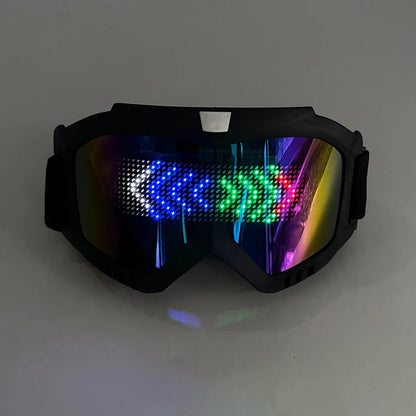 LED Bluetooth Goggles Halloween Christmas Disco Bar Neon Accessories Futuristic Luminous Glasses Bluetooth Diy LED Glasses