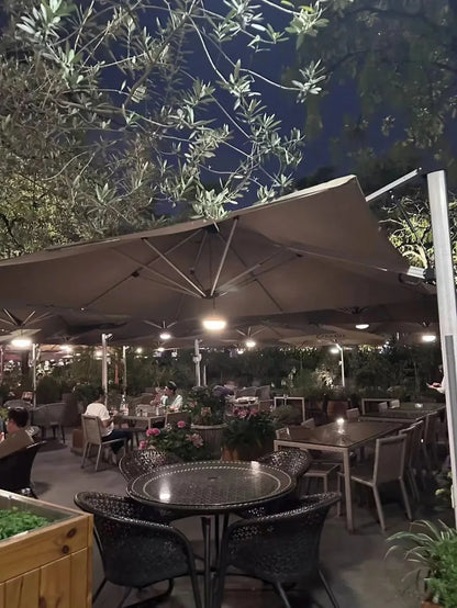 Sun Umbrella, Outdoor Furniture, with Solar LED Lights, Outdoor Umbrella Furniture Set, Sun Protection and Rain Protection