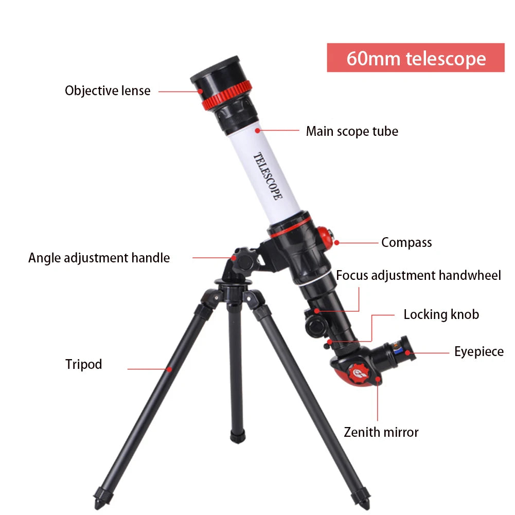 20X 30X 40X Astronomical Telescope Portable Travel Telescope Monocular HD Moon Space Planet Observation for Children Gifts
