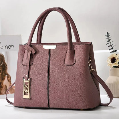 Simple Women's PU Leather Shoulder Bag Large Capacity Handbag Wire Tag Hanging Bag Square Shape Soft Handbags with Zipper