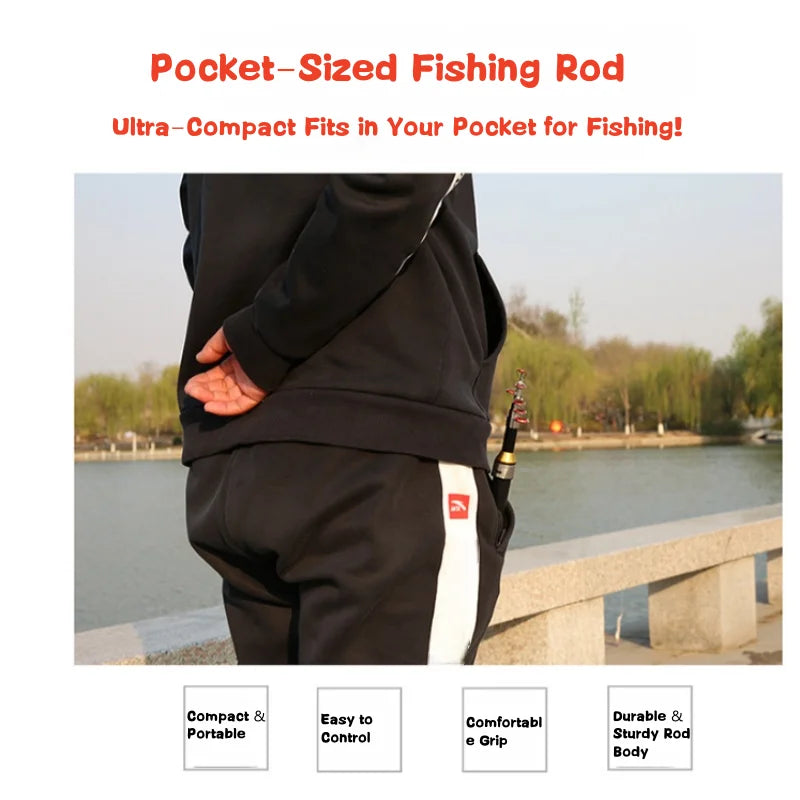 1.0-2.3M Ultra Short Small Sea Fishing Rod with Fishing Wheel Telescopic Ultra Short Cross Sectional Fiberglass Rod Set