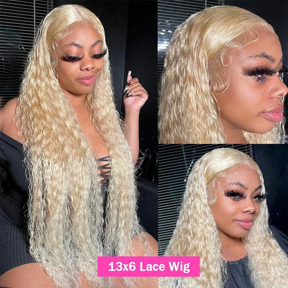 Deep Wave Wigs Human Hair Lace Front 613 13x6 HD Transparent Curly 200% Density Pre Plucked Lace Frontal Wig For Women 30 Inch