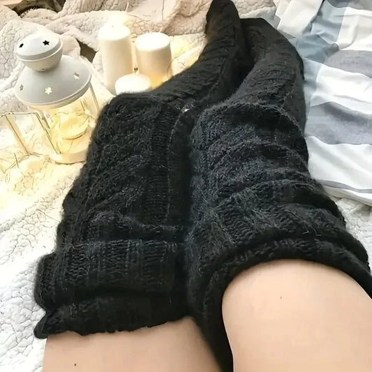 TRALOW Women's Thigh High Socks Over the Knee Cable Knit Boot Socks, Long Warm Fashion Leg Warmers Winter For Party Cosplay Yoga