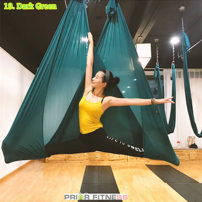 12m Aerial Silks Flying Trapeze Aerial Silk Yoga Hammock Swing GYM Home Outdoor Fitness Anti-Gravity Body Building Pilates Belt