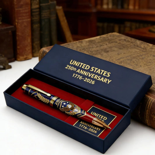 250th Anniversary Pen 1776-2026 Commemorative Patriotic Engraved Gel Pen for Patriot History Enthusiast Works Daily Use