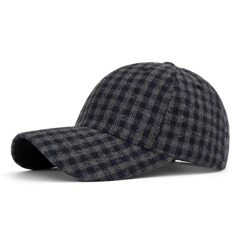 Hats for Men and Women New Classic Plaid Baseball Cap for Autumn and Winter Hard-Brimmed Face-Slimming Duckbill Cap Sun Hat