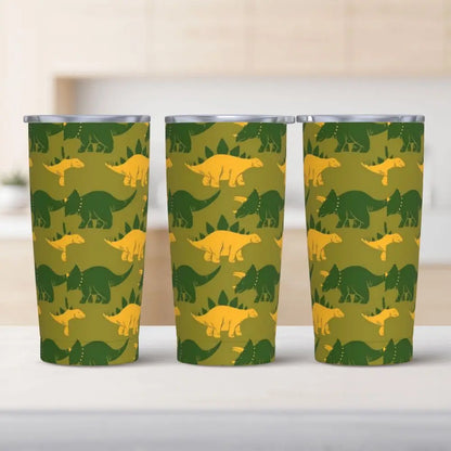 Stainless Steel Tumbler Dinosaur Silhouette Mugs Cup With Straws Animal Beach Cold Drink Water Bottle Insulated Thermal Mug