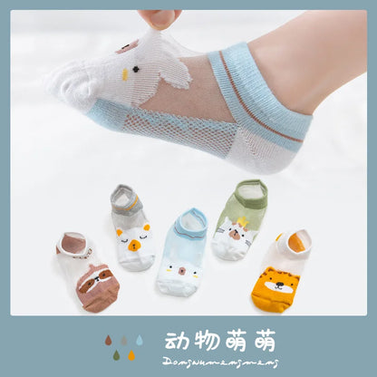 5 PAir Set Children Socks Summer Fishnet Boy Socks Spring Summer Thin Mesh Boat Socks Boys Girls Short Socks