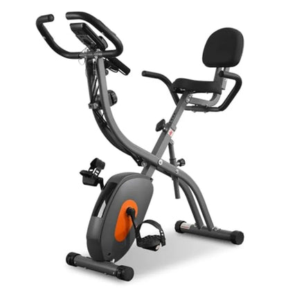 Recumbent Exercise Bike for Home Workout with Folding Design Arm Resistance Bands Pulse Sensor LCD Monitor Ideal for Indoor Car