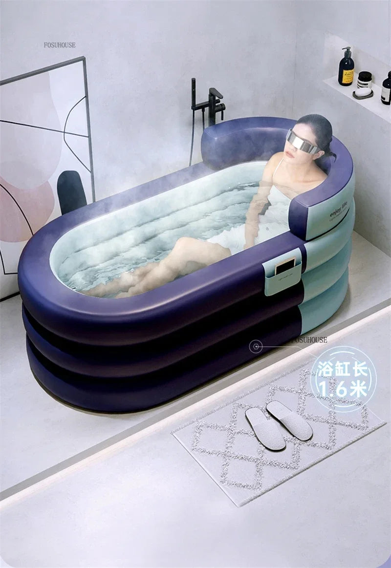 Large Capacity Inflatable Bathtub Portable Home Folding Spa Steam Sauna Bathing Bucket Hotel Space Capsule