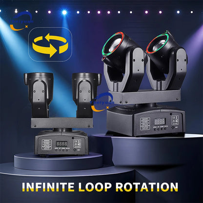 New Double Head Moving Head Beam Light With Aperture Remote Control DMX512 DJ Disco Bar Christmas Birthday Party Effect Light