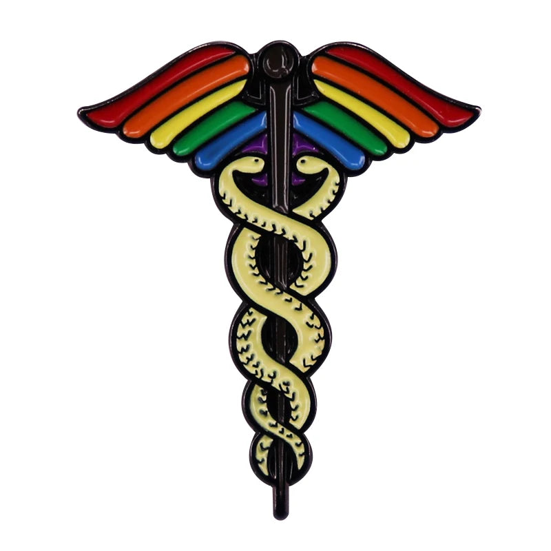 LGBT Pride Rainbow Wings Star of Life Brooch Badge First Responder Essential Pin
