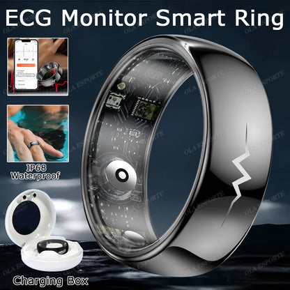 New ECG Smart Ring Men Women Bluetooth Blood Heart Rate Blood Oxygen Health Monitoring Multi Sports 5ATM Waterproof smartring