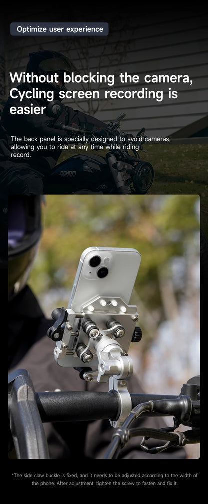 Motorcycle Phone Holder Universal Alloy Shock-Absorbing Motos Bicycle Handlebar Navigation Bracket 360° Rotary Adjustable Stand