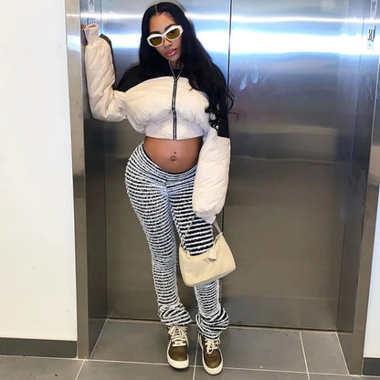 Color Block Stripes Pants Women High Waist Loose Sweatpants Women's Bodycon All-match Summer Trouseres For Female 2023